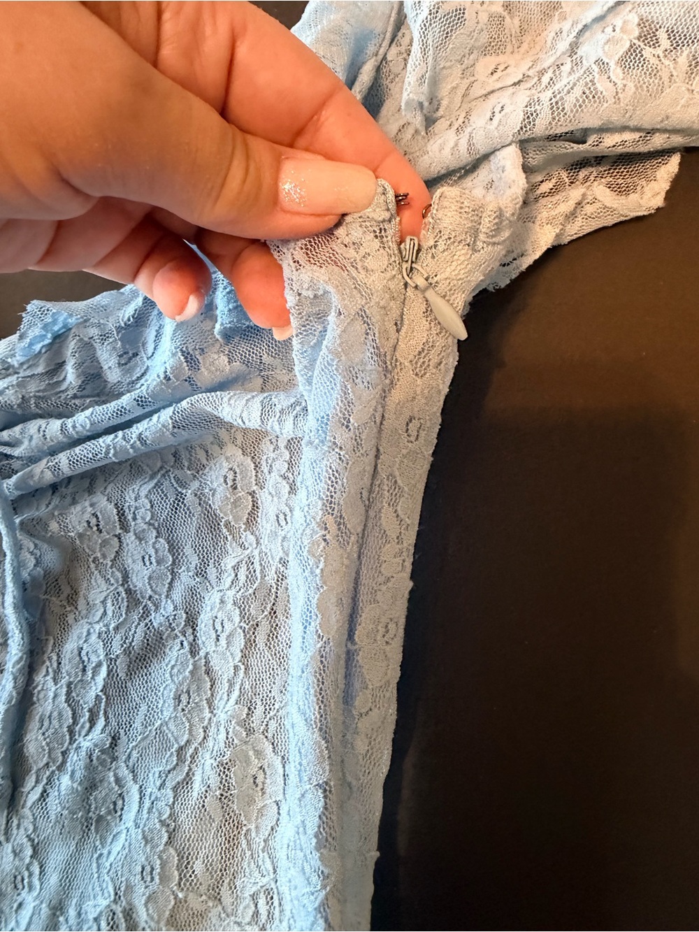 Kimchi Blue Chiara Sheer Lace Midi Dress, baby blue, size L - Picture 7 of 11